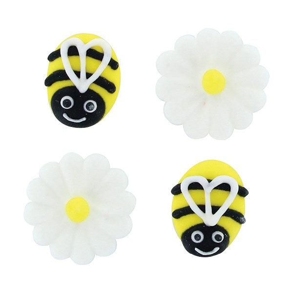 Bee and Daisy Sugar Decorations Pk 12