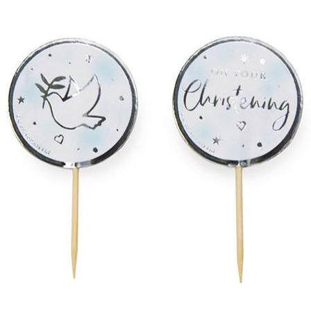 Blue  On Your Christening Cupcake Toppers Pk 12