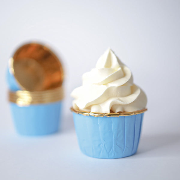 Blue and Gold Foil Baking Cups SWEET STAMP