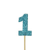 Blue Glitter '1' Numeral Cupcake Toppers Pk 12