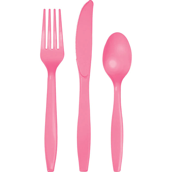 Plastic Premium Cutlery Candy Pink pk 24