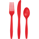 Plastic Premium Cutlery Classic Red pk 24