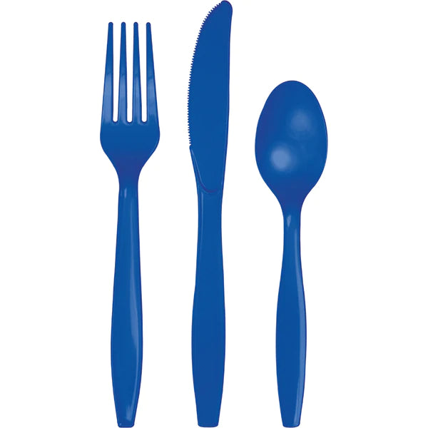 Plastic Premium Cutlery Cobalt Blue  pk 24