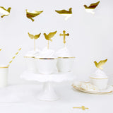Gold Communion Cupcake Card Toppers