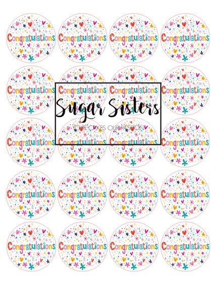Congratulations  Edible Toppers - (20 Toppers)
