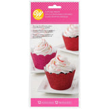 Glitter Cupcake Wrappers Red & Hot Pink Pk 24