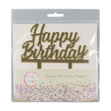 Silver Glitter Happy Birthday Cake Topper