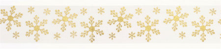 Green with Gold Foil Merry Christmas 25mm Ribbon per Metre