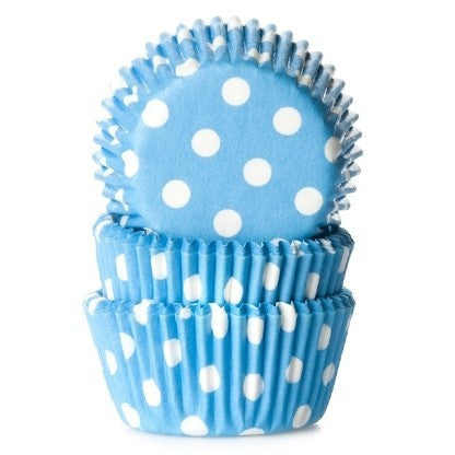Mini Cupcake Cases 60pk Blue Polka HOM