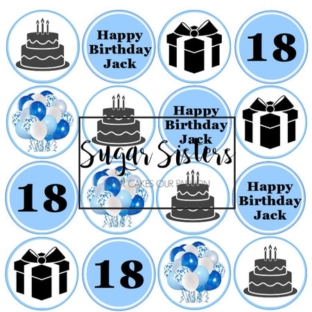 Baby Boy Blue Edible Toppers - (20 Toppers)
