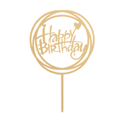 Happy Birthday Cake Topper/Circle Hearts