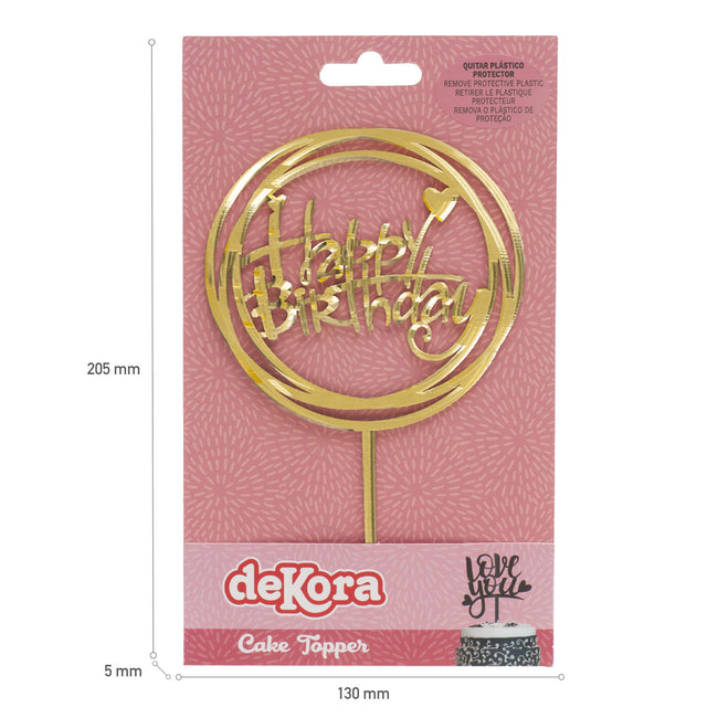 Happy Birthday Cake Topper/Circle Hearts