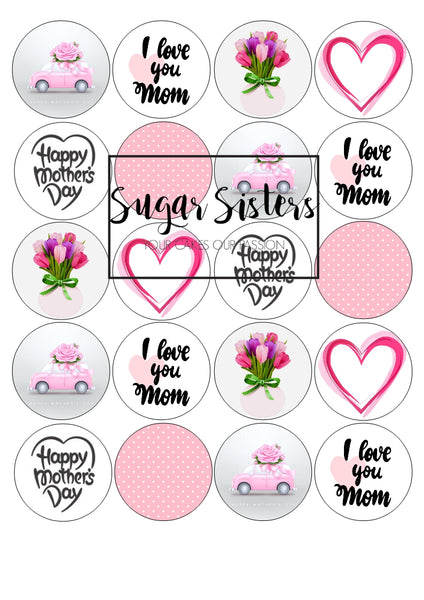 Mothers Day  Edible Toppers - (20 Toppers)
