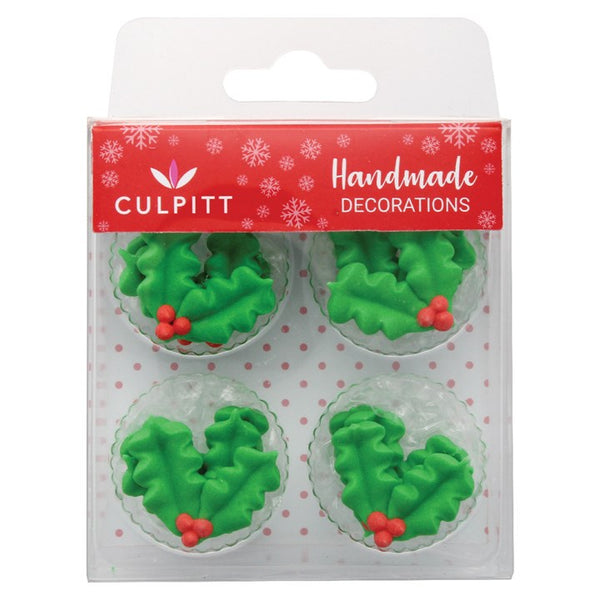 Holly & Berry Sugar Decorations Pk 12