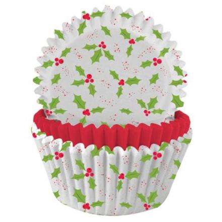 Holly  Cupcake Cases Pk 75