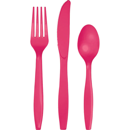 Plastic Premium Cutlery Hot Magenta pk 24