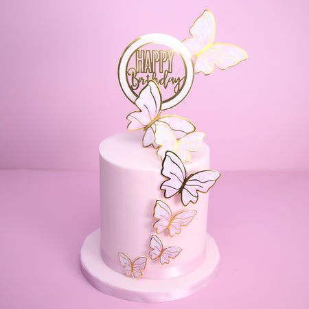 Rose Gold  Glitter Happy Birthday Cake Topper