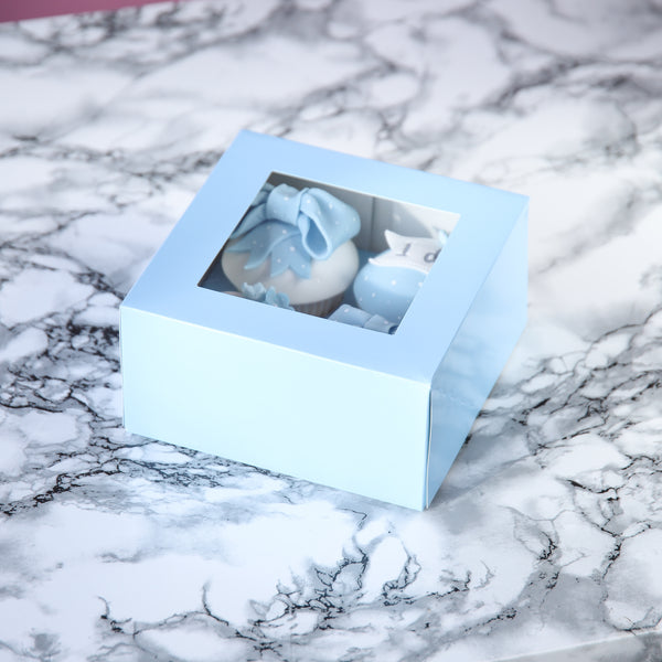 Sugar Sisters Cupcake Box - Baby Blue (4 Cavity)