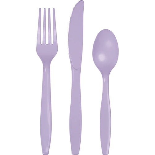 Plastic Premium Cutlery Lavendar pk 24