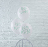 Mint Hello World Balloons Pk 10