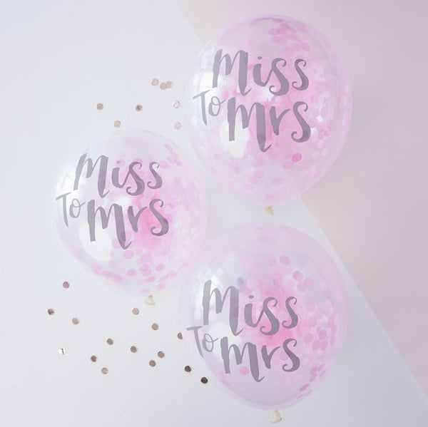 Miss to Mrs  Confetti Balloons Pk 5