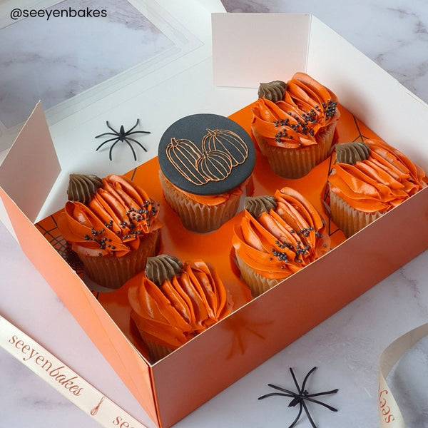 Luxury Orange Cobweb  Cupcake Box 6s