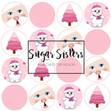 Cute Pink Xmas Edible Toppers - (20 Toppers)