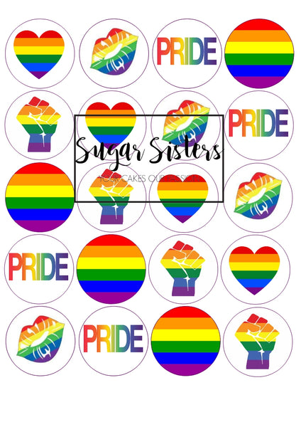 Pride  Edible Toppers - (20 Toppers)