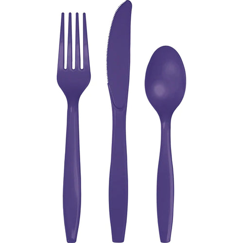 Plastic Premium Cutlery Purple pk 24