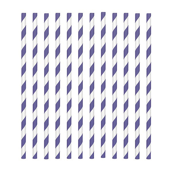 Purple Candy Stripe Straws Pk 24