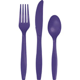 Plastic Premium Cutlery Purple pk 24