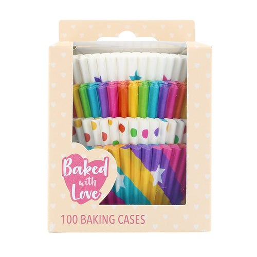 Rainbow Cupcake Cases Pk 100