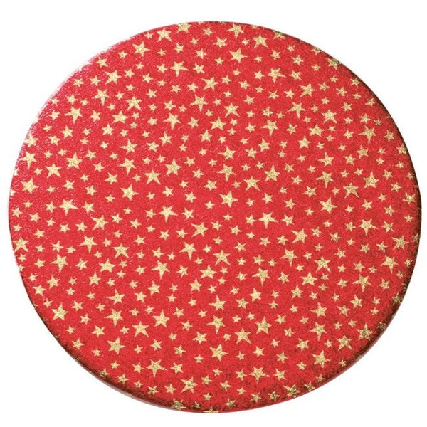 Red/Gold Star Double Thick Cards 10" Rd
