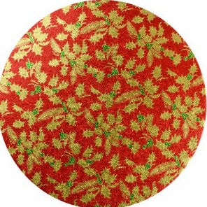Red with Gold Holly Drum 8"