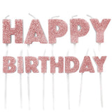 Happy Birthday Pick Candles Rose Gold  Glitter