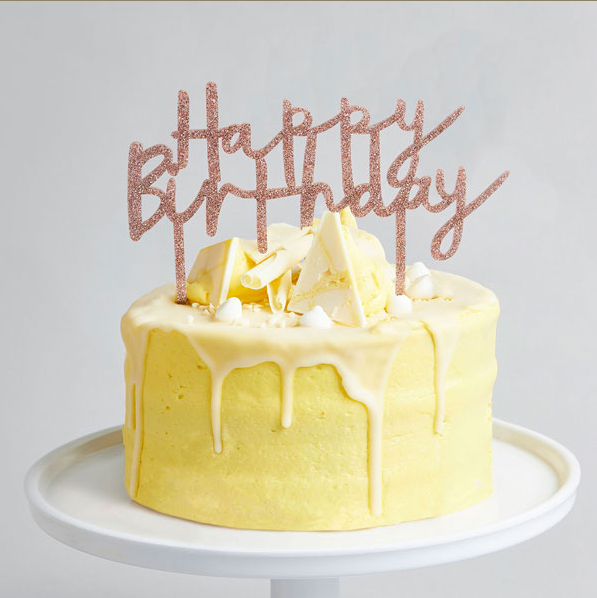 Rose Gold Glitter Happy Birthday Cake Topper
