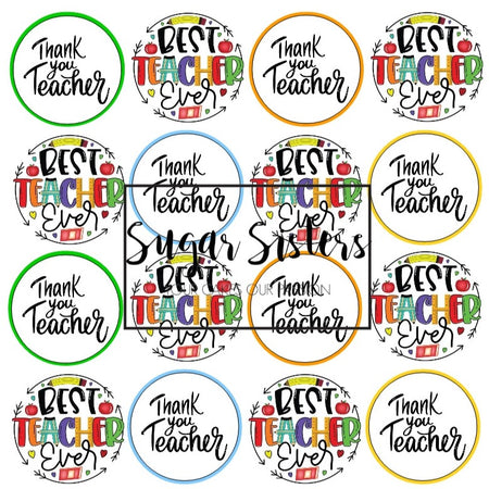 Best Teacher Ever Edible Disc and Edible Toppers - (1 x 6" Disc ) (8 x 2" Discs)