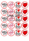 I LOVE YOU RED Edible Toppers - (20 Toppers)