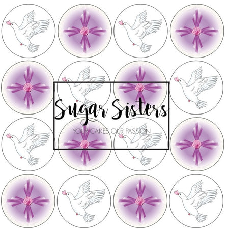 Confirmation Pink  Edible Toppers - (20 Toppers)
