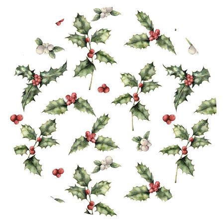 Green Holly Cards 12" Rd
