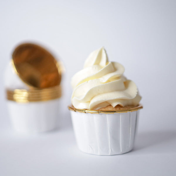 White and  Gold Foil Baking  Cups  SWEET STAMP