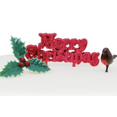 Sweet Stamp Cake Topper - Fun Merry Christmas - Gold & Red