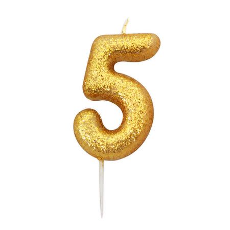 Age 4 Glitter Numeral Moulded Pick Candle Gold