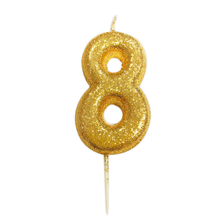 Age 3 Glitter Numeral Moulded Pick Candle Gold