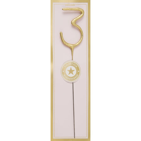 Age 1 Glitter Numeral Moulded Pick Candle Gold