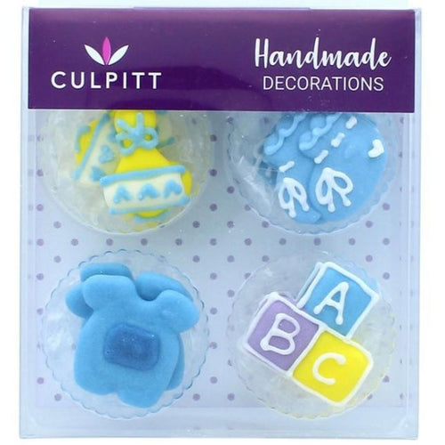 Blue ABC Baby Sugar Decorations Pk 12