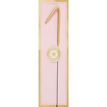 Age 1 Glitter Numeral Moulded Pick Candle Gold