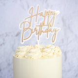 Happy Birthday Cake Topper Gold    - SWEET STAMP