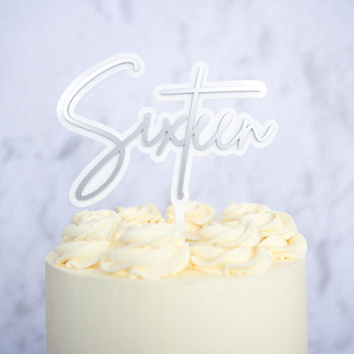 Sixteen Cake Topper Silver   - SWEET STAMP