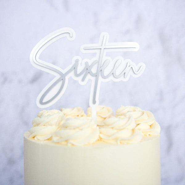Sixteen Cake Topper Silver   - SWEET STAMP